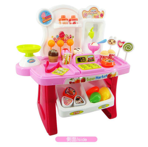 34pcs Pretend Play Mini Supermarket Cash Register Shopping Cart Toys Set Gift Shopping cart toys for children kids