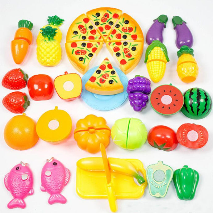 24 pcs children's toy Cookware set Kitchen Toys pretend play Dinner Cutting Treats Fun Play Food Set Toys for Kids Children