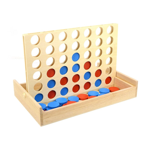 Four in A Row Wooden Game Line Up 4 Classic Family Toy Board Game for Kids and Family Fun Toys