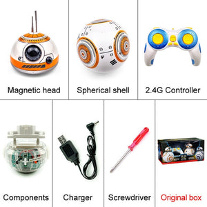 Fast Shipping Intelligent Star Wars Upgrade RC BB8 Robot With Sound Action Figure Gift Toys BB-8 Ball Robot 2.4G Remote Control