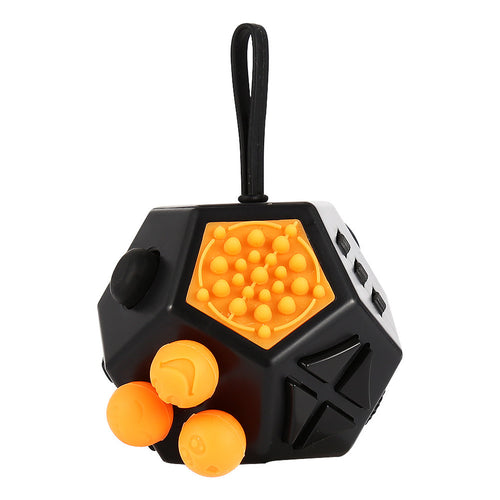 12 Sided Fidget Cube Psychological Hint Gadget Anxiety and Boredom for Children and Adults Black&Orange