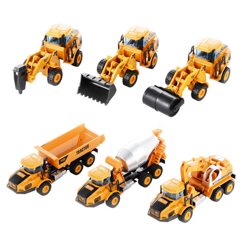 6PCS Diecast Metal Car Models Play Set Builders Construction Trucks Vehicle Playset