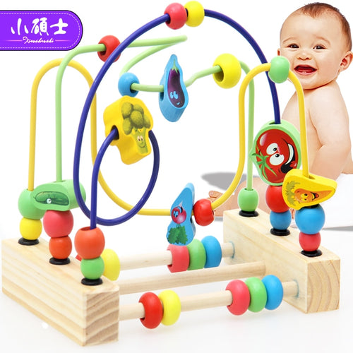 Wooden Math Toy Counting Circles Bead Abacus Wire Maze Roller Coaster Montessori Educational for Baby Kids
