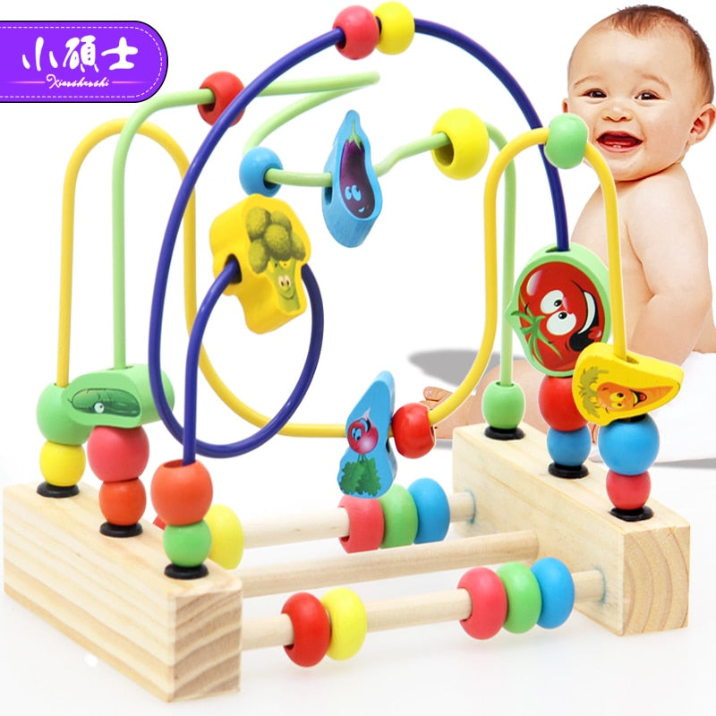 Wooden Math Toy Counting Circles Bead Abacus Wire Maze Roller Coaster Montessori Educational for Baby Kids