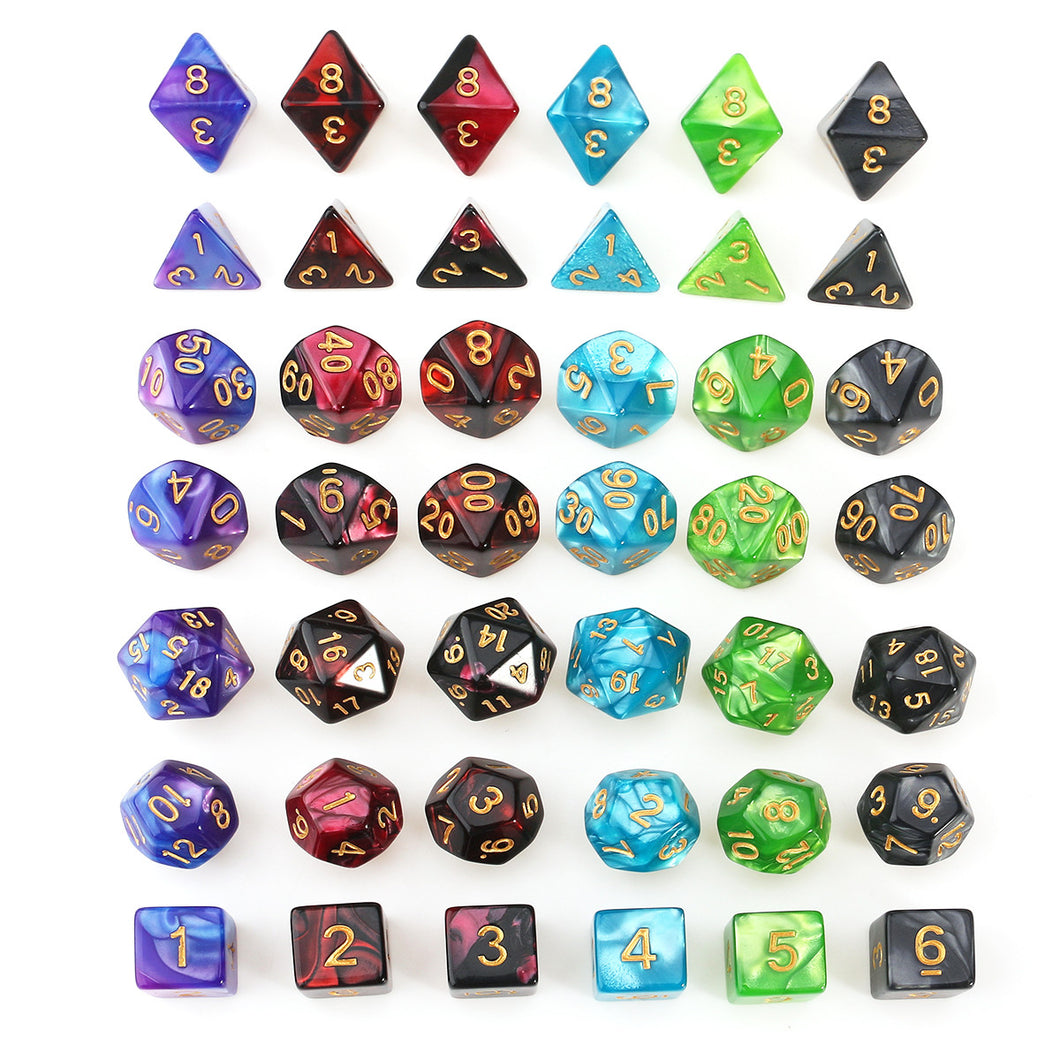 42pcs Polyhedral Dice for Dungeons and Dragon Board Game Dice (6 sets * 7 dices)