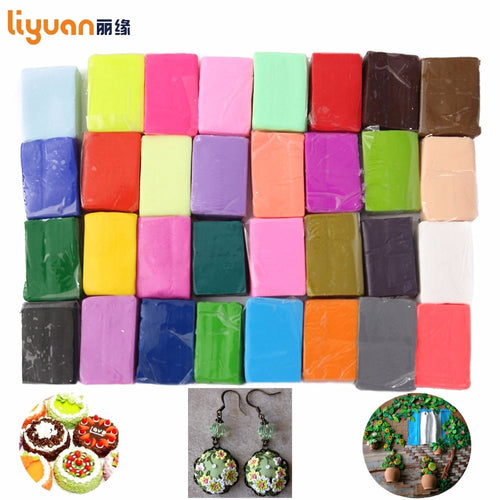 Liyuan Polymer Clay Oven Baked Colorful Modelling Moulding 32 Blocks Creative DIY Malleable Fimo Gift for Child