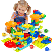 Load image into Gallery viewer, 104-208PCS Marble Race Run Maze Ball Track Building Blocks Plastic Funnel Slide Big Size Bricks Compatible Legoingly Duplo Block