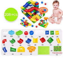 Load image into Gallery viewer, 104-208PCS Marble Race Run Maze Ball Track Building Blocks Plastic Funnel Slide Big Size Bricks Compatible Legoingly Duplo Block