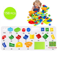Load image into Gallery viewer, 104-208PCS Marble Race Run Maze Ball Track Building Blocks Plastic Funnel Slide Big Size Bricks Compatible Legoingly Duplo Block