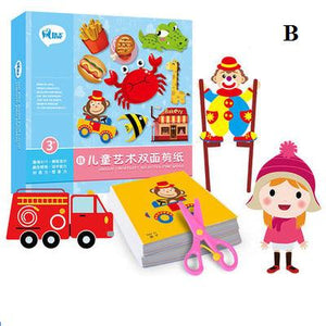 100pcs Kids cartoon color paper folding and cutting toys/children kingergarden art craft DIY educational toys, free shipping