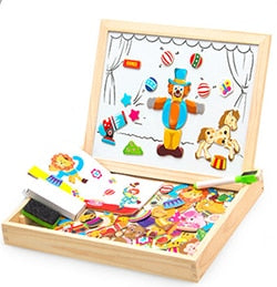 100+PCS Wooden Magnetic Puzzle Figure/Animals/ Vehicle /Circus Drawing Board 5 styles Box Educational Toy Gift