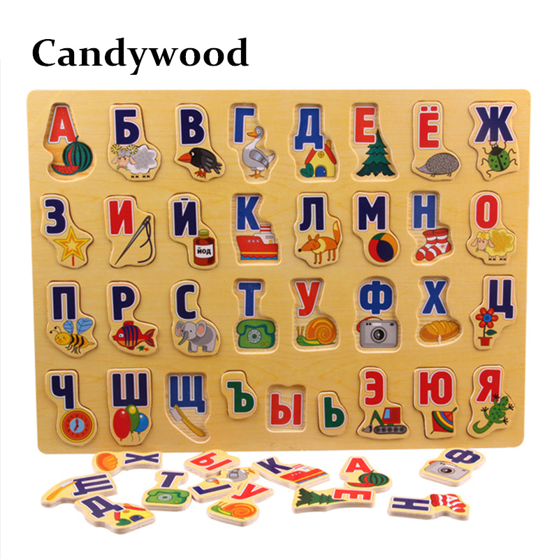 39*29CM Large Puzzle Wooden Toys Russian Alphabet Puzzles Toys for Children Alphabet Grasp Board Kids Educational Developing Toy
