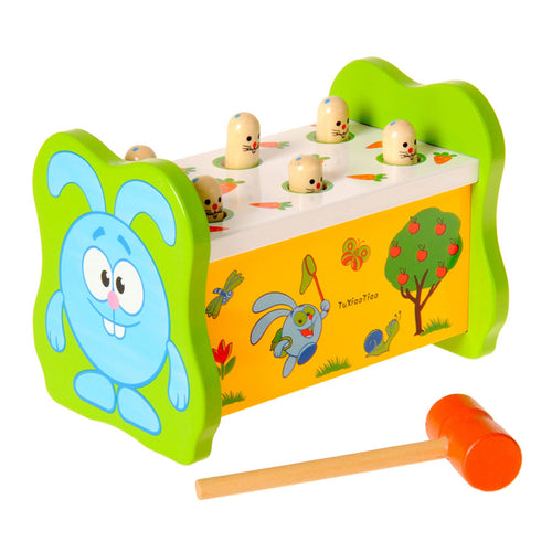 Kids Rabbit Poke A Mole Playing Toy Ground Mouse Parent-child Interactive Game Wooden Percussion Intellectual Toy