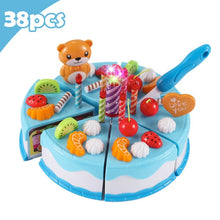 Load image into Gallery viewer, 37-80Pcs DIY Pretend Play Fruit Cutting Birthday Cake Kitchen Food Toys Cocina De Juguete Toy Pink Blue Girls Gift for Children