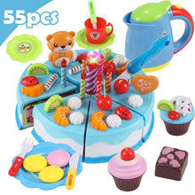 Load image into Gallery viewer, 37-80Pcs DIY Pretend Play Fruit Cutting Birthday Cake Kitchen Food Toys Cocina De Juguete Toy Pink Blue Girls Gift for Children