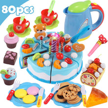 Load image into Gallery viewer, 37-80Pcs DIY Pretend Play Fruit Cutting Birthday Cake Kitchen Food Toys Cocina De Juguete Toy Pink Blue Girls Gift for Children