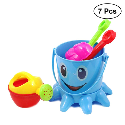 7 In 1 Kids Octopus Sand Beach Toy Bucket Spade Mold Tools Set Play Bath Toys