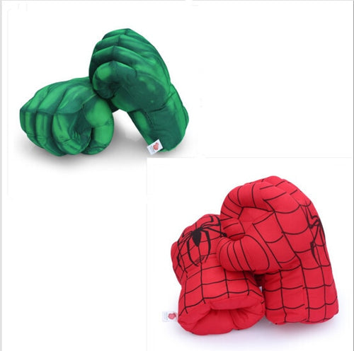 13'' Incredible Hulk Smash Hands + Spider Man Plush Gloves Spiderman Performing Props Toys Free Shipping