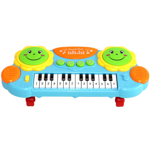 Baby Kids Early Educational Development Music Instrument Cartoon Toy Multifunctional Keyboard Piano Music Toy with Light (Blue)