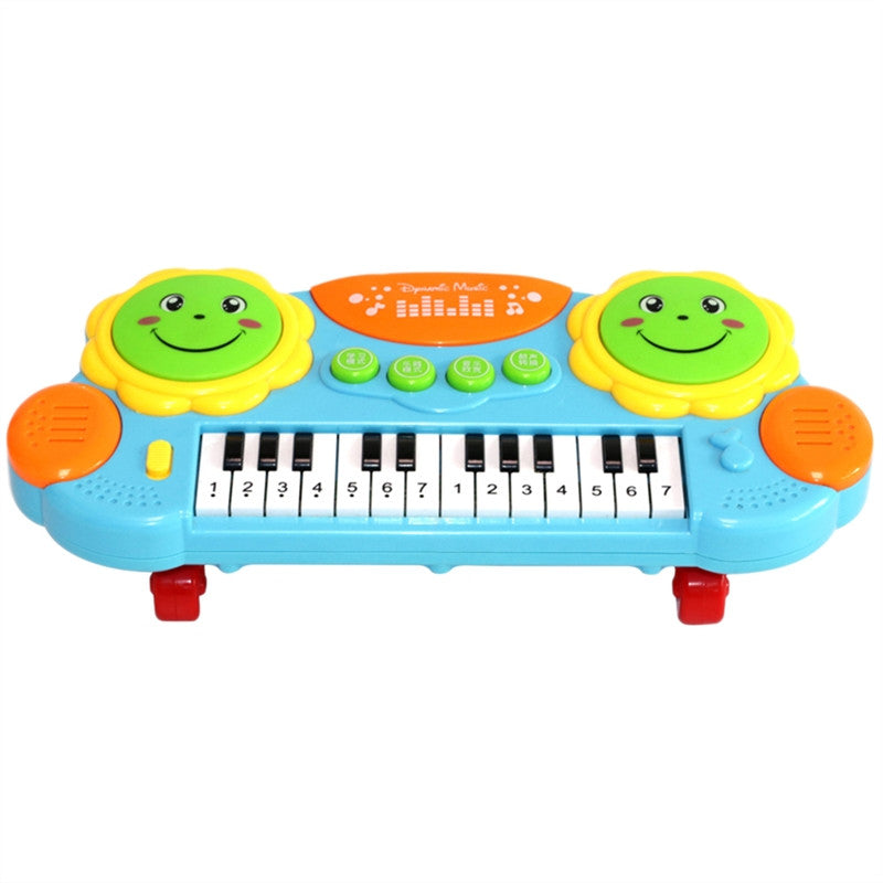 Baby Kids Early Educational Development Music Instrument Cartoon Toy Multifunctional Keyboard Piano Music Toy with Light (Blue)