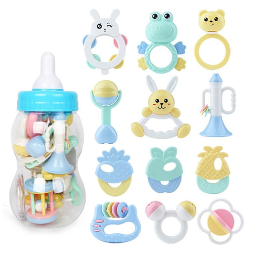 Baby Toy Set Cute Plastic Gum Bottle Rattle Baby Newborn Baby Boy Girl Educational Toy