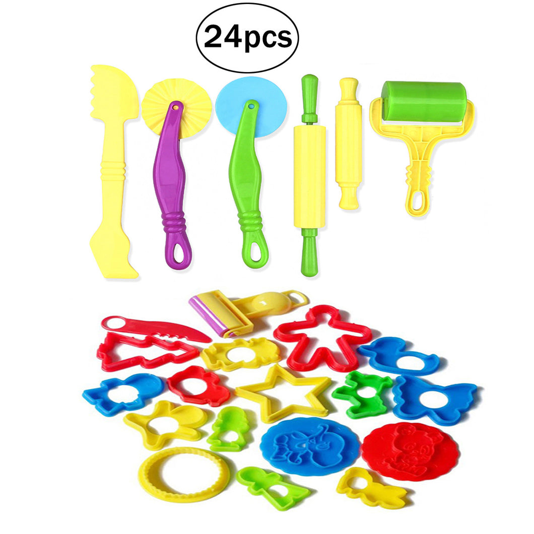 24Pcs Plastic Smart Art Clay and Dough Playing Tools Kit Animal Mold for Kids Children