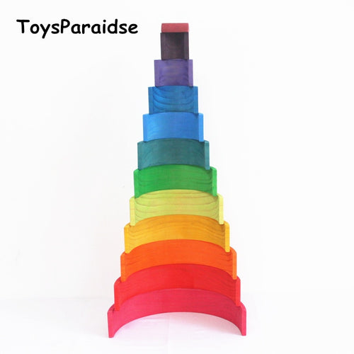 Baby Toys 12Pcs Rainbow Blocks Wooden Toys For Kids Large 84*35*18cm Creative Rainbow Building Blocks Montessori Educational Toy