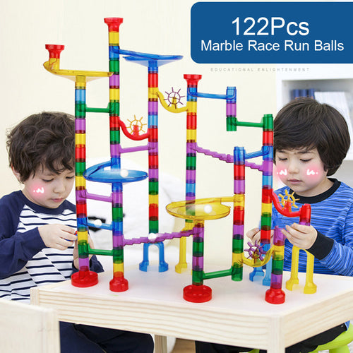 80Pcs Marble Run Toy Marble Game Educational Construction Building Blocks Toy for Kids