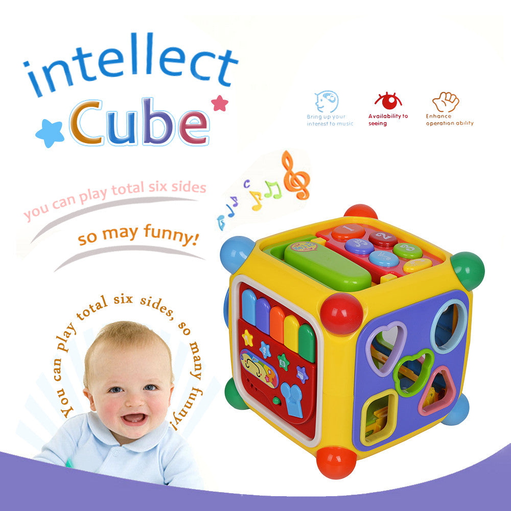 GOODWAY 3838A Intellect Cube Early Educational Toys with Piano Music Telephone Gear Function Baby Kids Gift