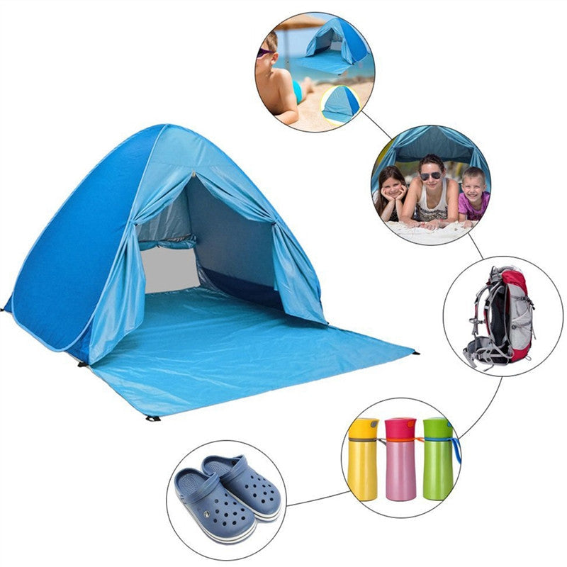 Beach Tent Pop Up Sun Shelter Easy Up Beach Tent Sun Shade Shelters Canopy Cabana Lightweight Beach Backpacking Pop Up Tents (Blue)