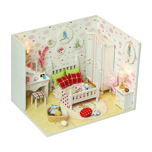 3D DIY Miniature Dollhouse Furniture Kit Kids Mini Wooden Doll House Romantic Princess Room Model Toy Birthday Christmas New Year Children Girls Gift (Sweet Star Dream)