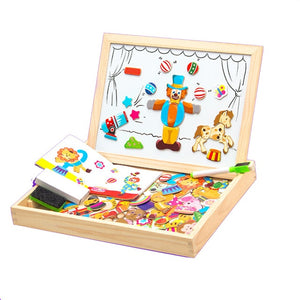 100+Pcs Wooden Magnetic Puzzle Toys Children 3D Puzzle Figure/Animals/ Vehicle /Circus Drawing Board 5 Styles Learning Wood Toys