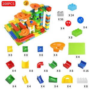 Tumama 52-208Pcs Marble Race Run Maze Balls Track Building Blocks Funnel Slide Big Size Building Brick Compatible Legoed Duploed