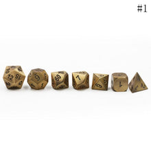 Load image into Gallery viewer, 7Pcs/set Antique Metal Polyhedral Dice   Bag DND RPG MTG Role Playing Board Game