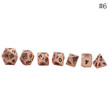 Load image into Gallery viewer, 7Pcs/set Antique Metal Polyhedral Dice   Bag DND RPG MTG Role Playing Board Game