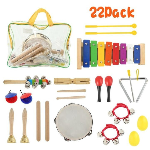 22 Pcs Toddler Musical Instruments Set Percussion Instrument Toys Birthday Gift for Toddlers Kids Preschool Children with Storage Bag