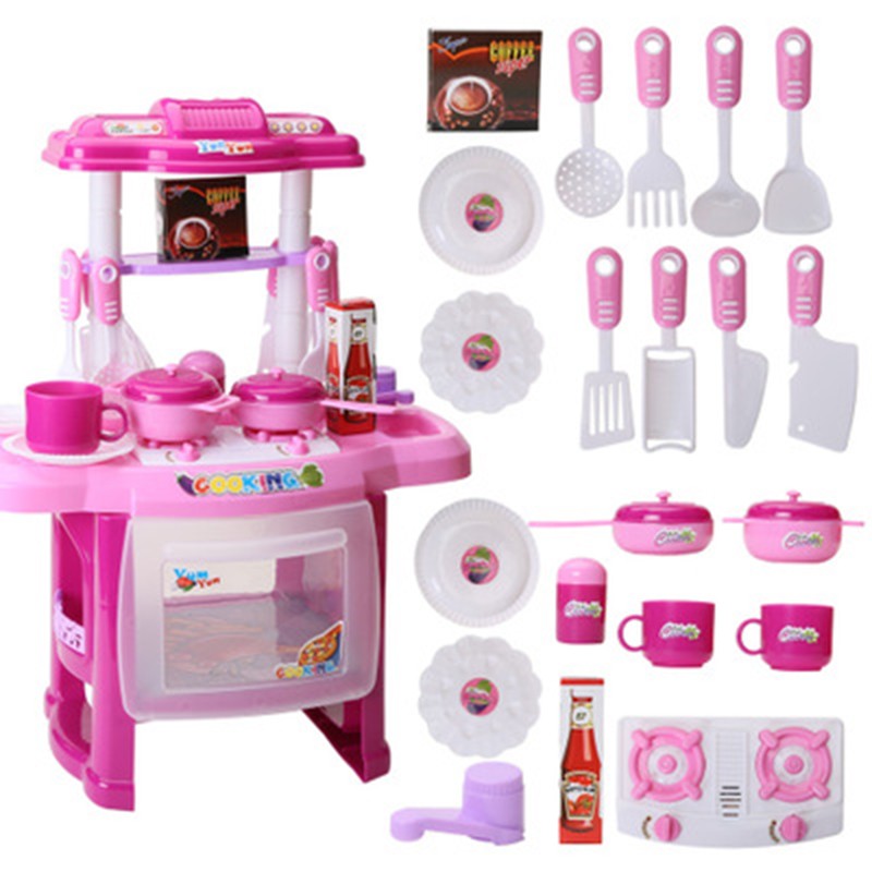 Kids Play Toy Girl Baby Toy Kitchen Cooking Simulation Table Utensils Toys