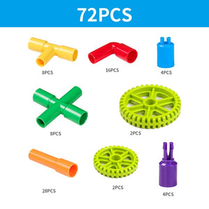 Hot Color Water Pipe Building Blocks For Children DIY Assembling Pipeline Tunnel Model Toy Compatible With Legoed Duploded