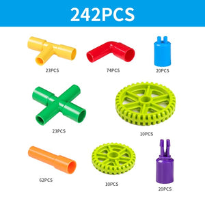 Hot Color Water Pipe Building Blocks For Children DIY Assembling Pipeline Tunnel Model Toy Compatible With Legoed Duploded