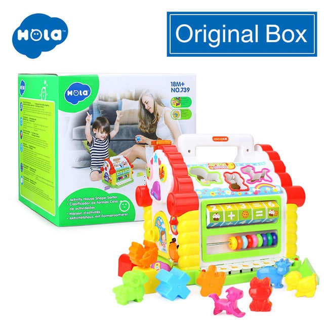 HOLA 739 Multifunctional Musical Toys Baby Fun House Musical Electronic Geometric Blocks Sorting Learning Educational Toys Gifts