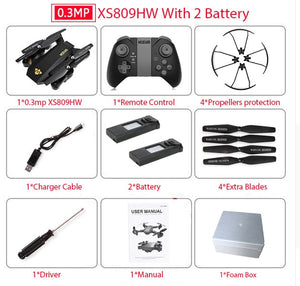 Visuo XS809W XS809HW Quadcopter Mini Foldable Selfie Drone with Wifi FPV 0.3MP/2MP Camera Altitude Hold RC Dron Vs JJRC H47 E58