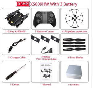 Visuo XS809W XS809HW Quadcopter Mini Foldable Selfie Drone with Wifi FPV 0.3MP/2MP Camera Altitude Hold RC Dron Vs JJRC H47 E58