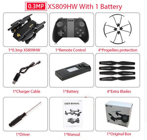 Visuo XS809W XS809HW Quadcopter Mini Foldable Selfie Drone with Wifi FPV 0.3MP/2MP Camera Altitude Hold RC Dron Vs JJRC H47 E58