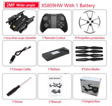 Load image into Gallery viewer, Visuo XS809W XS809HW Quadcopter Mini Foldable Selfie Drone with Wifi FPV 0.3MP/2MP Camera Altitude Hold RC Dron Vs JJRC H47 E58