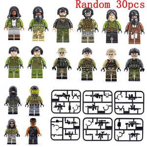 Military SWAT Team Guns Weapons Pack Building Blocks City Police Figure WW2 Compatible Legoings Bricks Army Builders Toys Gift