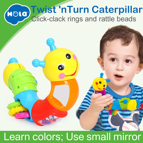 HOLA 786B Kids Educational Toys Baby Rattle Lovely Worm Toys Insert Puzzle Turning Toys for Baby Fingers Flexible Training