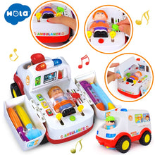 Load image into Gallery viewer, HOLA 836 Ambulance Doctor Vehicle Set 2-in-1 Baby Toys Pretend Doctor Set &amp; Medical Kit Inside Bump &amp; Go Toy Car with Lights