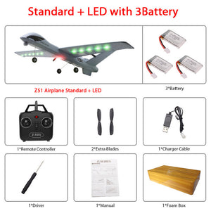 RC Airplane Plane Z51 20 Minutes Fligt Time Gliders 2.4G Flying Model with LED Hand Throwing Wingspan Foam Plane Toys Kids Gifts