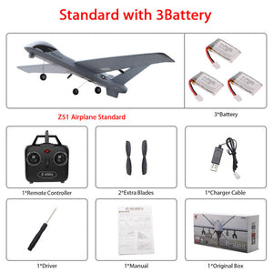 RC Airplane Plane Z51 20 Minutes Fligt Time Gliders 2.4G Flying Model with LED Hand Throwing Wingspan Foam Plane Toys Kids Gifts