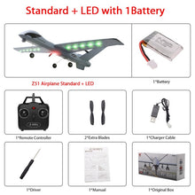 Load image into Gallery viewer, RC Airplane Plane Z51 20 Minutes Fligt Time Gliders 2.4G Flying Model with LED Hand Throwing Wingspan Foam Plane Toys Kids Gifts